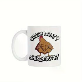 11oz ceramic cup with humorous cartoon chicken design guess the chicken ass durable coffee cup for camping picnic