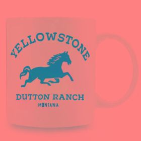 One, 11 ounces, YELLOWSTONE DOUTTON RANCH MONTANA, Funny Horse Camping Cup, Gift Coffee Cup,