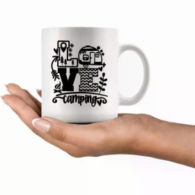 1pc Ceramic Camping Love Coffee Mug, 11oz Hot Water Cup, Heartwarming Gift
