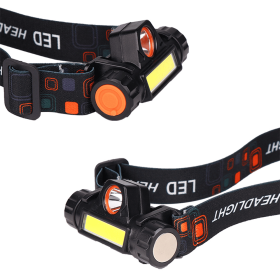 FMUSER Rechargeable Headlamp;  Lightweight LED USB Fast Charging Head lamp with1200 mAh Battery;  800 Lumens IPX4 Headlamps Flashlight for Runnin (Black: 2 PACK)