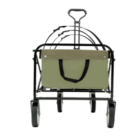 Collapsible Foldable Wagon Cart with strapping system Beach Wagon Utility Cart Utility Wagon Grocery Cart for for Camping Shopping Sports Gardein (Color: as Pic)