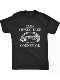 Crazy Dog Mens T Shirt Camp Crystal Lake 1980 Vintage Camping Movie Tee Native American Hot Steam (Color: black, size: XL)